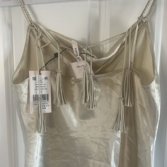 NWT 100% Silk Cinq a sept braided marta cowl neck cami Light Plaster Size XS - Picture 5 of 9
